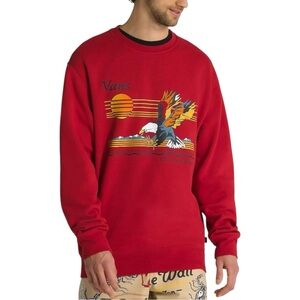 Vans Graphic Sweatshirt Red Eagle Sunset Crewneck Pullover Streetwear Unisex M